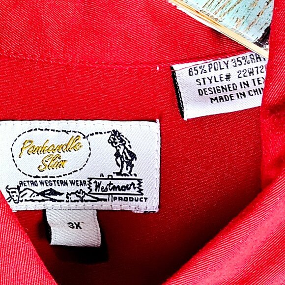 Vtg Panhandle Slim Retro Western Wear Westmoer Prod Women's Pearl Snap Shirt, 3X - Picture 8 of 11